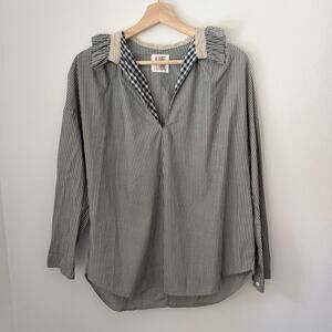 A Shirt Thing Poplin Cotton Striped Collar Blouse Sz Medium